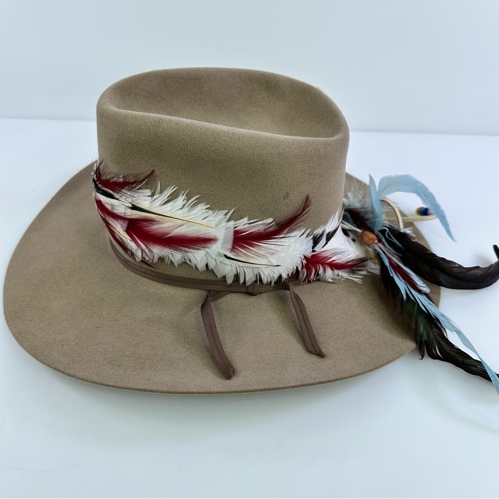 VTG American Hat Co Quality Western Cowboy Hat Size 6.5 Feathers - Picture 2 of 12